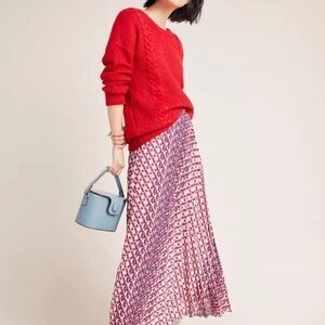 Anthropologie Maeve Hilda Abstract Pleated Skirt Size XS